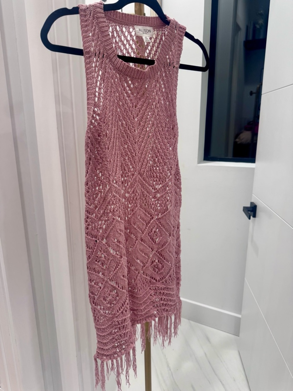 ALLISON Dusty Rose Crochet Fringe Cover-Up, Small